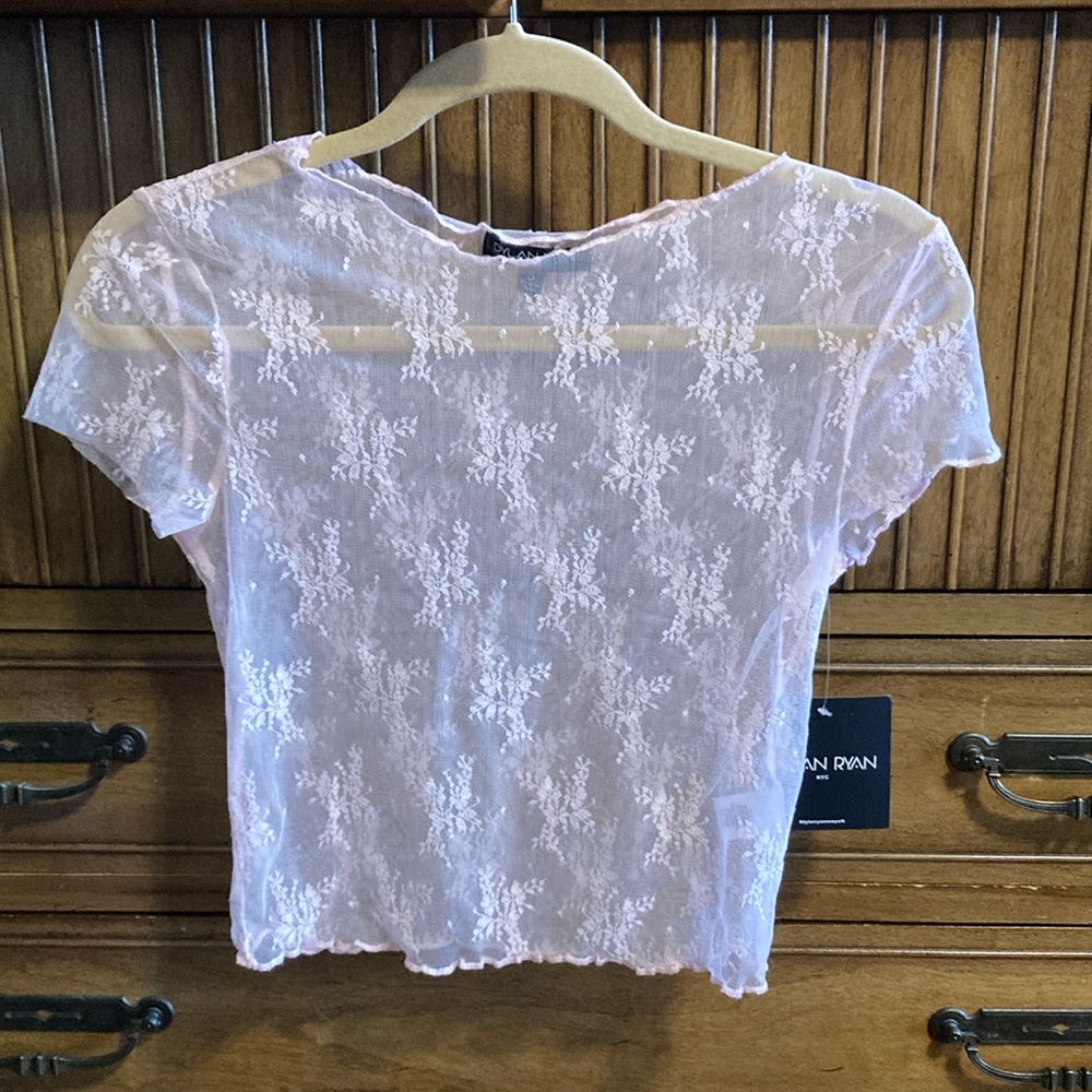 ☃️ DYLAN RYAN Pink Lace Sheer Top